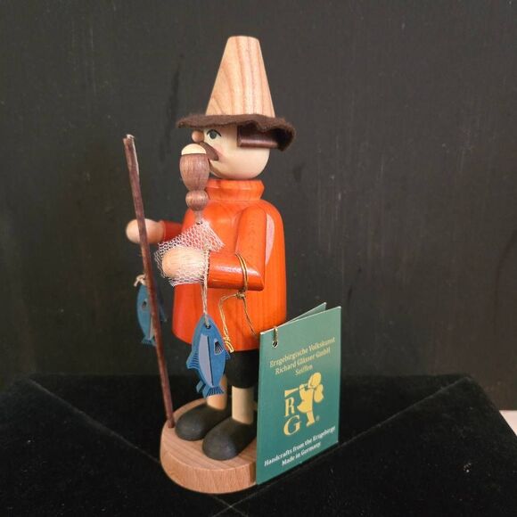 Richard Glasser German Incense Burner Fisherman Handmade in Germany Wooden - Picture 6 of 9